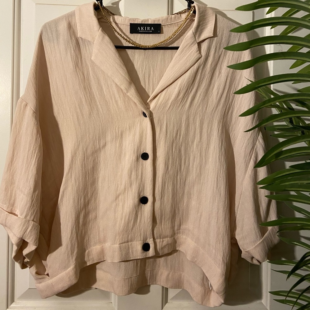 NWOT H&M pink/nude oversized crop blouse